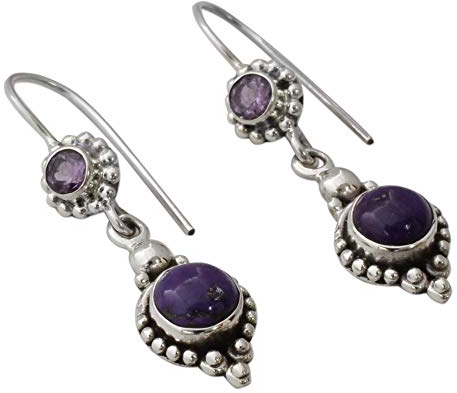 U/K Mode Ohrringe für Frauen, Vintage Frauen Faux Amethyst runden Stein baumeln Haken Ohrringe Partei Schmuck - lila bequem und praktischlanglebig