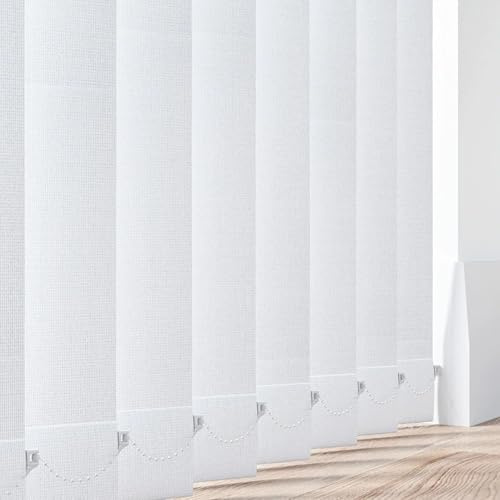 Made to Measure Blackout Vertical Blind Slats 89mm (3.5) PVC Aqualush White | Waterproof Replacement Louvres | Wipeable Window Replacement Louvres | (Up To 150cm, Hidden Weights, Aqualush White)