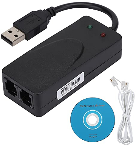 USB 56K Externer DFÜ-Adapter Drahtlos, Sprachfax Datenmodem Netzwerk-USB-Konverter-Dongle mit Dual Port Fit für XP Netzwerk-Fax/Sprache/CMR/POS