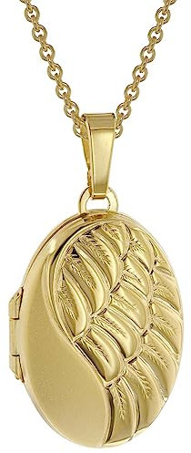 trendor Damen-Kette mit Flügel-Medaillon Gold auf Silber 925 wunderschönes Schmuckstück für Damen, zeitloser Halsschmuck für Frauen, 51718-42 42 cm