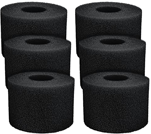 S-Union Éponge Filtrante Type S1,Cartouche Filtres de Piscine en Mousse RéUtilisable et Lavable,Filtre en Mousse à Cartouche pour Intex Type S1 Piscine, Aquarium, Spa（6 pièces ） (Noir)