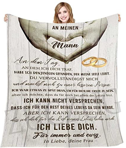 ZUCZUG Kuscheldecke Flauschige Personalisierte Geschenke Decke An Meinen Ehemann, Ehefrau für Mann Nachricht Briefdecke Positiv Ermutigen Wohndecke für Sofa Reisen Geschenk Weihnachten(Deutsche)