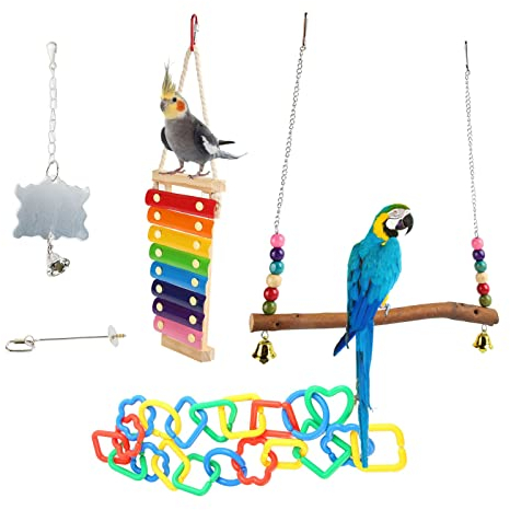 Giocattoli di Pollo per Galline Pollo, Altalena di Pollo Colorata Giocattoli Altalena Trespolo, 5 Pezzi di Giocattoli di Pollo Set di Verdure di Pollo Colorate Spiedino di Frutta Giocattolo Altalena P