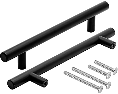 Stahlia Möbelgriffe schwarz 160mm Lochabstand (15 Stück) Edelstahl matt Ø 12mm Schrankgriffe schwarz Küchengriffe Edelstahl Schubladengriffe Inkl. Schraubenset