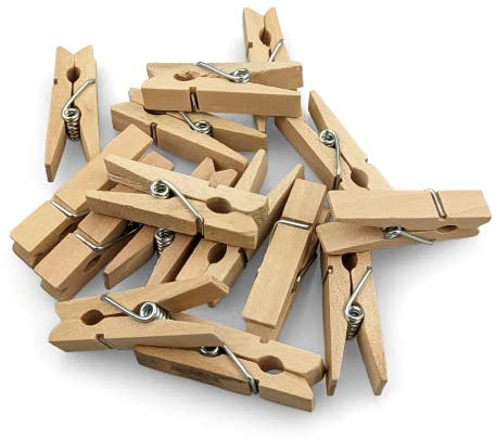 Netuno 10 Stück Deko-Klammern Holz 45 mm x 7 mm naturbraun Design Holz-Klammern zum selber basteln Holz-Wäscheklammern Zier-Klammern Bastelklammern für Weihnachten Adventskalender Home- Deko Clips