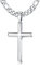 Roheafer 925 Sterling Silber Kreuz Anhänger Halskette für Herren Damen mit 5mm Edelstahl Diamant-Schliff Figaro Kette/Kubanische Kette 18K Weißgold plattierte Kreuz Halskette 48-76 Zentimeter
