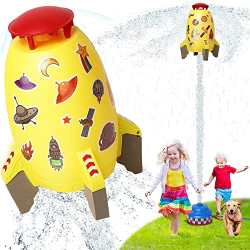 wgde toy Toys Gifts for 3 4 5 6 7 8 9 10 Year Old Boys Girls, Rocket Toy, Outdoor Yard Sprinkler Summer Water Pressure Control Flight Altitude, Sprayer Kids, Yellow (wgde toy 098)