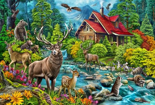 Cobble Hill 2000 Teile Puzzle – Rot-Roofed Cabin – Beispielposter enthalten