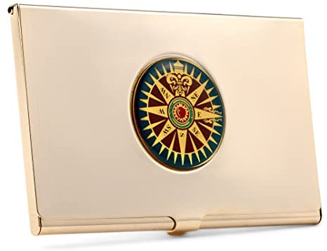 NKlaus 9x6x0,5cm Boîte pour cartes de visite Rose de compas Porte-cartes de visite en laiton 11534