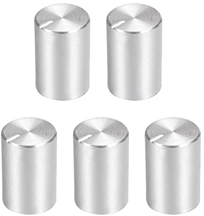 QUARKZMAN 5 Stück Potentiometer Knopf 10mmx15mm Aluminium Drehregler mit Elektronische Rändelwellen Lautstärkeregler für Audio Gitarrengeräte, [Schwarz]