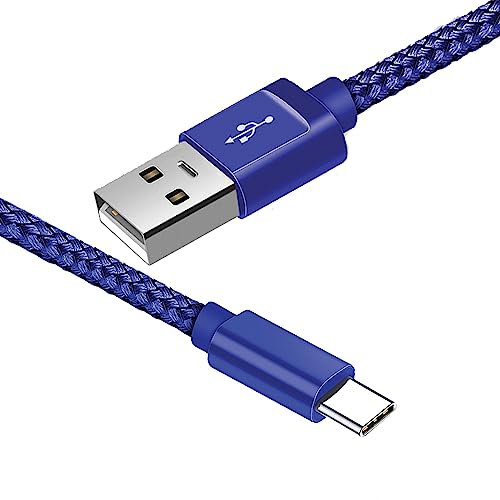 USB C Cable 1M USB Type C Fast Charging Cable Nylon USB C Charger Lead for Samsung Galaxy S22 S21 S20 fe S10 S9 S8 A12 A21s A20e A51 A52 A71, Huawei P40 P30, OnePlus, Google Pixel (1 Meter, Blue)