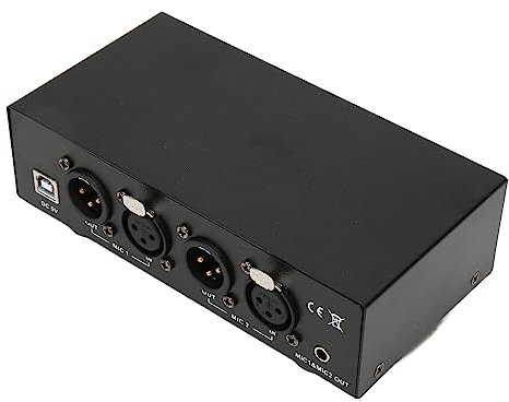 48V Power Supply, Professional Iron Shell Phantom Power Phantom Power Supply Audio Switcher Stable Power Supply with XLR Cable for Condenser Microphone Music Recording Equipment