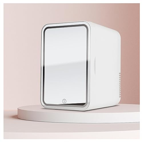Mini Fridge For Bedroom, With Led Mirror, 8L Capacity Cheap Skincare Fridge, Chill Or Heat, Ac 220v, Dc 12v Mini Fridge Skincare, Mini Fridge For Skin Care,White (White)