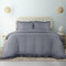Utopia Bedding Rüsche Bettwäsche 200x200 Set - Mikrofaser Bettbezug 200x200 cm + 2 Kissenbezüge 50x75 cm - Grau