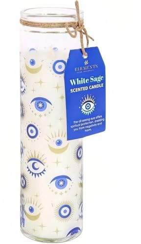 Something Different All Seeing Eye Duftkerze in Röhrenform mit blauem und goldenem Glas-Design, Wachs, mehrfarbig, 21 x 6 x 6 cm, 1 Stück