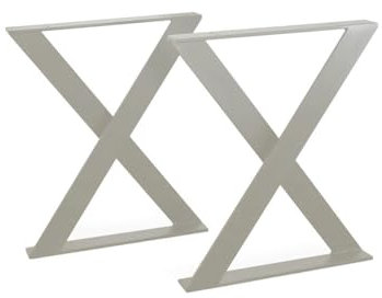 modern LOFT art Tischbeine Grau - Metall X-Form - 2X Tischgestell Flachstahl 100x10 mm - DIY Tischkufen für Wohnzimmertisch, Esstisch - Breite 70 cm, Höhe 72 cm