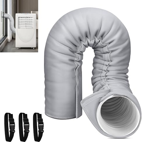 Funda de aislamiento portátil para manguera de aire acondicionado, cubierta de manguera aislada, se adapta a mangueras de escape de 5 y 5.9 pulgadas de diámetro, fácil instalación con 3 correas de