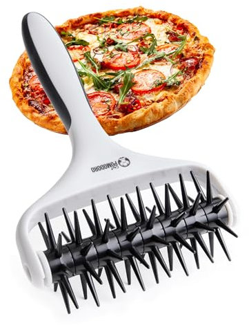 Chef Pomodoro Pizzateigroller aus Kunststoff (21 x 14,5 cm, Zinkenlänge 7 mm) - Robuster Pizza-Docker, Teigdocker, Pizzateigdocker, Pizza Docker Roller (Schwarz)
