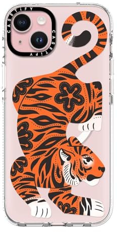 CASETiFY Transparente Schutzhülle für iPhone 15 Plus, vergilbt nicht, 2 m Fallschutz, kompatibel mit Magsafe, Fierce Tiger, transparent