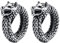 JewelryWe Wikinger Wolf Ohrringe für Herren: Vintage Punk Wolfskopf Non-Piercing Clip-On Ohrringe Creolen Ohrclips Fake Ohrstecker Ohne Loch Silber