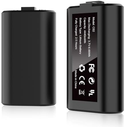 Wiederaufladbarer Akku für X-Box Series X|S/ One, 2 Stück, 4440 mWh, 3,7 V, Akkupack für X-Box One/One S/One X/One Elite, alle X-Box-Controller, unterstützt die Verwendung während des Ladevorgangs