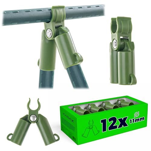 KADAX 12er Set Pflanzstab-Verbinder 11 mm aus Kunststoff, Verbinder mit Scharnier für Pflanzstäbe, Gartenzubehör zum Verbinden Rankhilfen, Rankhilfe-Stabhalter
