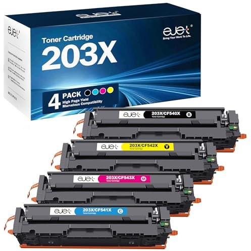 ejet 203X Tonerkartusche Kompatibel für HP 203X 203A CF540X CF540A für HP Color Laserjet Pro MFP M281fdw M254dw M254nw M281fdn M280nw M281cdw M254dn (Schwarz Cyan Gelb Magenta, 4er-Pack)