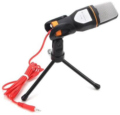 Microphone PC avec Support, Plug and Play, Microphone Podcast PC pour karaoké, Vidéoconférence en Ligne, Enseignement en Ligne, Diffusion en Direct