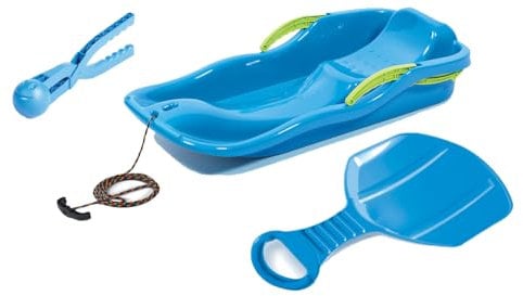 Tymar Trineo Bob infantil con frenos y pinzas para bolas de nieve y nieve para niños (RaceSET; Azul)