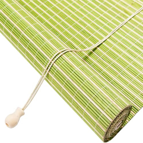 Made To Measure Green Window Blinds,Retro Bamboo Roller Blinds, Natural Wood Window Shades Blinds Anti-UV Dustproof Decorative Curtain, Screen Partition Blind, for Indoor/Outdoor/Garden
