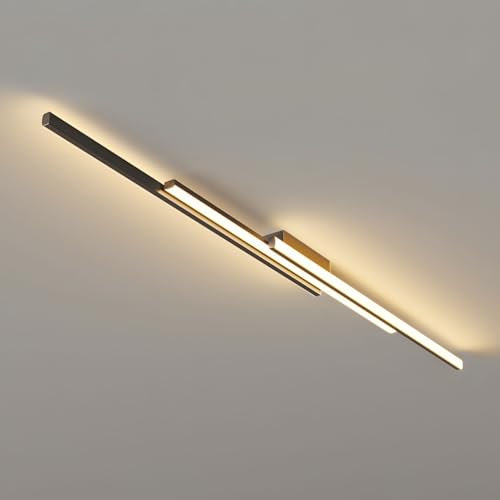 GaoHX Stäbe LED Deckenlampe Wohnzimmer Deckenleuchte, 120CM Wandlampe Modern LED Deckenleuchte, 25W Wohnzimmerlampe Wandleuchte Modern Deckenbeleuchtung für Schlafzimmer Wohnzimmer(Nero,3000K Warm)
