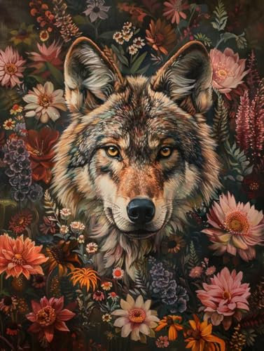 5D DIY Diamond Painting Kinder Klein Blume,Wolf,Diamant Painting Bilder 80x107cm,Mosaikherstellung Malen Nach Zahlen Cross Stitch Malerei Set,Daiments Painting Erwachsene für Haus Dekoration C5157