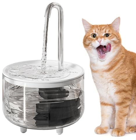 Fontaine à eau pour chien – Fontaine à eau transparente de 1 l | Fontaine à eau USB sans fil à piles de 1 l, fournitures d'alimentation en eau visible pour chats et chiens d'intérieur (11 x 17 cm)
