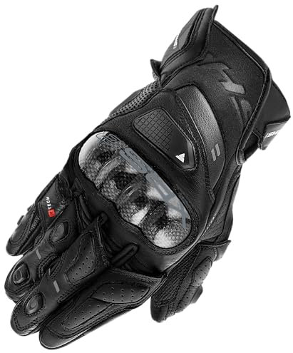 SHIMA XRS-3 Motorrad Handschuhe Herren Leder Kurze Sport Motorradhandschuhe Schutz Touchscreen Stadt Lederhandschuhe Motorcycle Belüftet Verstärkt Perforiertes Leicht (Herren, Schwarz, L)