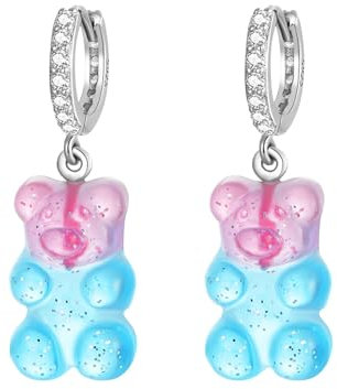 GNOCE Ohrringe Klarer Gummibärchen Creolen Ohrstecker 925 Sterlingsilber für Frauen und Mädchen Schmuckgeschenk für Fans