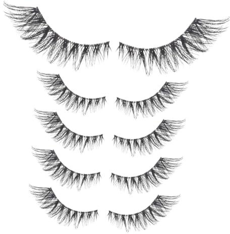 NOLITOY False Eyelash Strips 5 Pairs Lash Bulk No Glue Natural Look Lashes Lash Set for Makeup Supplies