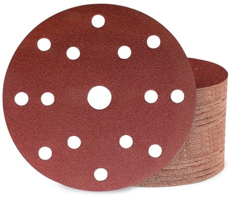 Huopueit 50 Stück Schleifpapier 150mm Klett 120 Körnung 15 Loch Schleifscheiben für Rund Exzenterschleifer für Holz Metall und Farbe