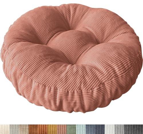 PHUSTJKL Sitzkissen Rund, 50x50 cm rutschfest Waschbare Sitzpolster Bequemes Stuhlkissen 10 cm Dick Waschbare Cordstoff Stuhlauflage, für Indoor Küchen Garden Holzstühle