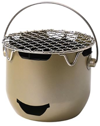 Zymoplas Outdoor Grill, tragbarer Holzkohlegrill aus Edelstahl, kleines Netz und Tasche, robustes, langlebiges Material, sauber, Camping, grüner, 304Grillnetz + Griff