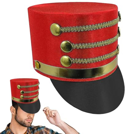 Toy Soldier Costume Hat - Dress Up Cosplay Accessory Hat | Christmas Tree Topper Accessories | for Stage Performance, Christmas, Dress Up Party, Halloween, Family Gatherings, Parades