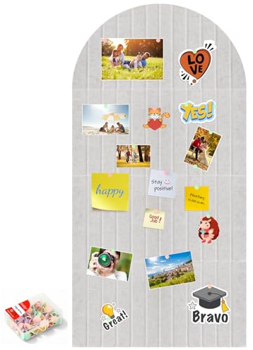 Faltbare kork pinnwand 120 x 60cm, korkplatte große Pinnwand, Runde Ränder korkwand aus Filz mit selbstklebendem Klebeband, filz selbstklebend visionboard 1cm dicke Filzfliesen für Bilder Notizen