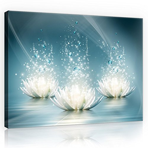 Forwall - Leinwand Bilder - Blumen Abstrakt Blau Lilie - 60x40 cm Leinwandbilder - Bild auf leinwand - Wandbild XXL groß Wandbilder für Wohnzimmer Schlafzimmer Wohnzimmerbilder Modern kunstdruck