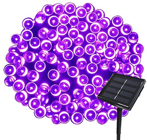 Tuokay, Solar Lichterkette Außen, 22m 200 LED 8 Modi Wasserdicht LED Außenlichterkette, Dekorative Beleuchtung für Garten Balkon Pavillon Terrasse Rasen Hof Zaun Fest Deko (Lila)