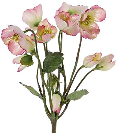 artplants.de Roses de Noël Halla, 6 Fleurs, Rose Clair, 30cm - Fleur Artificielle/Bouquet Artificiel