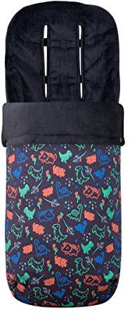 JYOKO KIDS Fußsack für Kinderwagen Twin, Duett (HAPPY DINO, FLEECE)