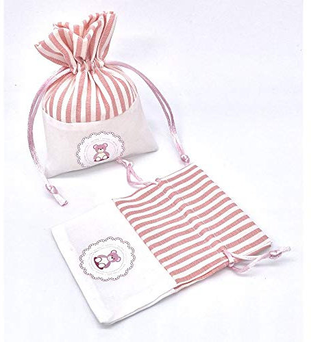 Publilancio srl 10X Sacchetto Portaconfetti Rosa con Stampa Orsetto bomboniera