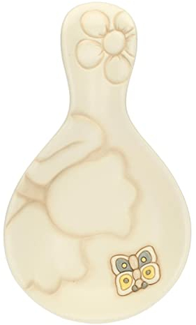 Thun, Portamestoli in Ceramica Decorata a Mano con Decorazioni Floreali e Iconica Farfalla, Linea Elegance, 21x12.5x3 h cm