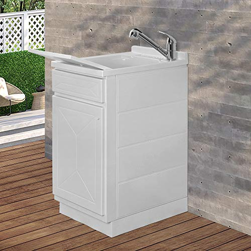 Inbagno Mobile lavatoio in Resina, ideale per esterni e interni, 45x50-50x50-45x60-60x50-60x60, COMPLETO di asse lavaggio e kit sifone + piletta (45x60)