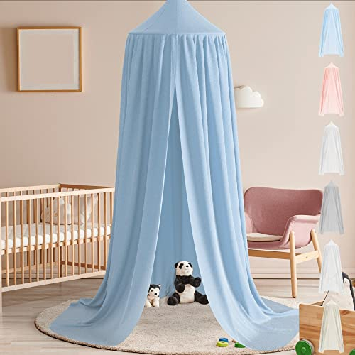 BEARTOP Baldachin Kinderzimmer | in 6 Farben | ohne Bohren | Baumwolle |mit stabilem Ring | Ring Wird in Stoff gesteckt | Saumlänge ca. 270cm | Für Kinderzimmer, Spielzimmer UVM. | Blau
