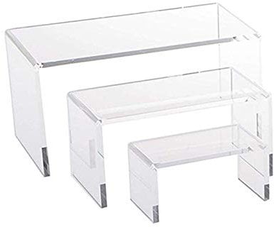 Meyeng Set mit 3 Etagen, Acryl, transparent, Etagere mit 3 Ebenen aus Acryl für Figuren, Buffets, kleine Kuchen und Schmuckständer, mit Schutzfolie